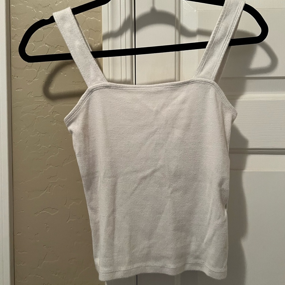Abercrombie & Fitch cropped square neck ribbed white tank